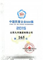 中国民营企业500强第165位 15年度